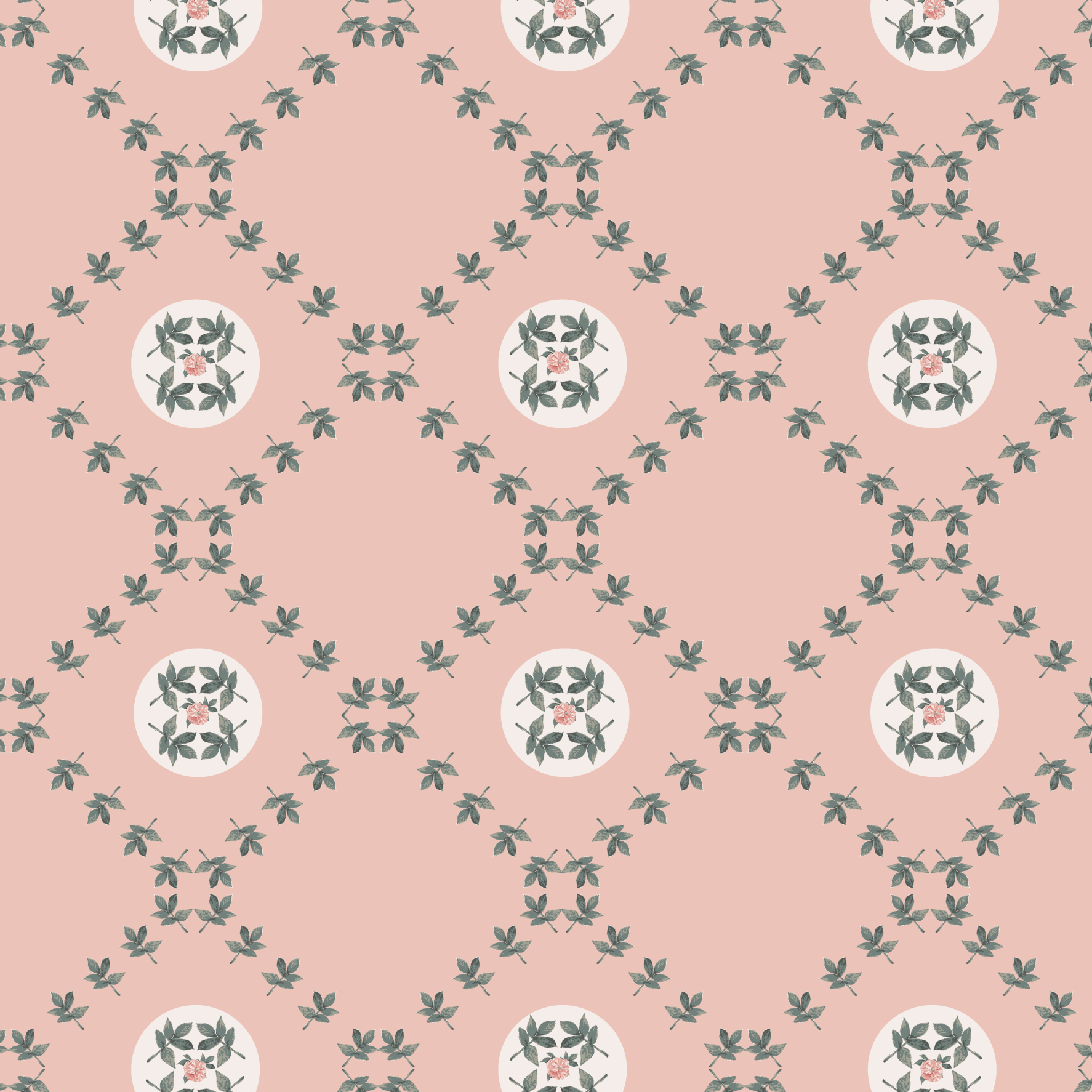 Petal Medallions in Rose botanical surface pattern by Vanessa Hancock
